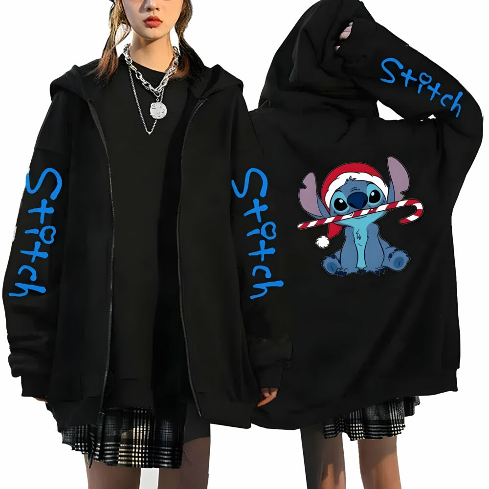 Veste Noire à Motifs Stitch